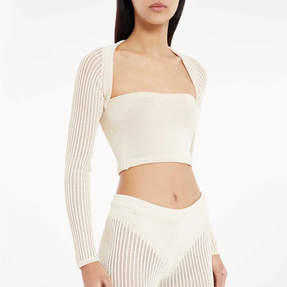 RUVE Noa Brand New Knit Beige Cutout Sweater Top